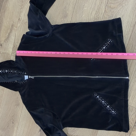 Alfred Dunner Women Full Zip black Velvet Hoodie Sweatshirt Size 12 - Picture 6 of 9